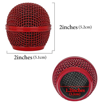 GEEKRIA for Creators Microphone Replacement Grille Compatible with Shure BETA 58A, SV100 Mic Head Cover, Microphone Ball Head Mesh Grill, Capsule Parts, Mic Replacement Parts (Red / 2 Pack) - color: Red