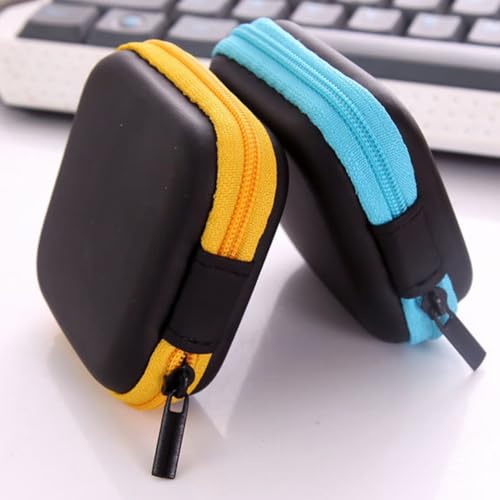 6Pcs Earphone Case,PU Small Square Pocket Earbud Carrying Case Bag with Zipper,Mini Portable Storage Bag,Cell Phone Accessories Organizer for Storing Earpieces,USB Cable,SD Cards,Memory Card