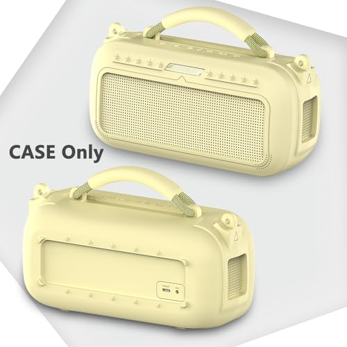 JCHPINE Silicone Cover and Carrying Case for Bose SoundLink Max Speaker | Protective Cases for SoundLink Max Speaker Accessories, Soft Silicone Cover and Hard Case with Shoulder Strap (Yellow) - color: Yellow Case