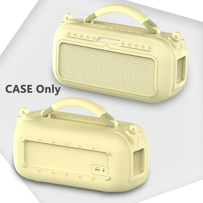 JCHPINE Silicone Cover and Carrying Case for Bose SoundLink Max Speaker | Protective Cases for SoundLink Max Speaker Accessories, Soft Silicone Cover and Hard Case with Shoulder Strap (Yellow) - color: Yellow Case