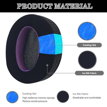 Aiivioll Ear Pads for Sony WH-CH700N/WH-CH710N/WH-CH720N/ZX770BN Headphones, Replacement Earpads with Ice Silk Cloth and Memory Foam, Ice Feel Gel Ear Cushions (Black Purple/Print) - color: Black Purple/Print