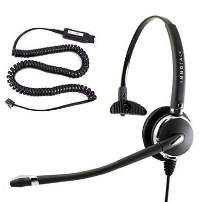 INNOTALK Phone Headset Compatible with Avaya Merlin Magic 4406D+ 4412D+, 4424D+, 4424LD+ Noise Cancel Phone Headset - Luxury Monaural Headset + HIC Headset Cord - size: Pro Monaural