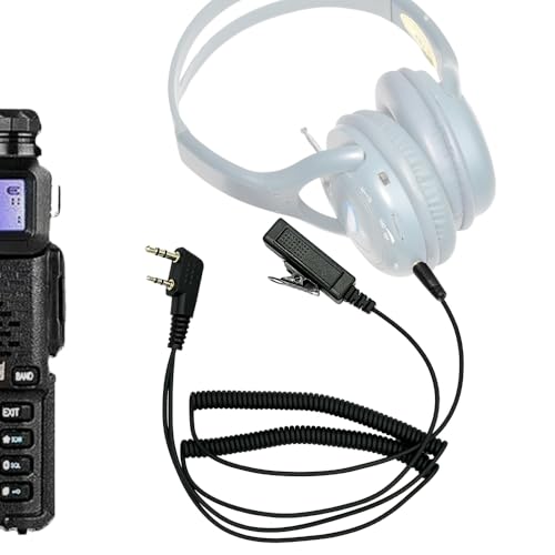 2-Pin K1 to 3.5mm Audio Adapter with PTT and Mic (Push to Talk) Compatible for BaoFeng, Kenwood, Retevis, Pxton, BTECH Radios & 3.5mm Audio Input Interface Headsets with Built-in Mics