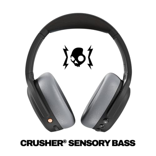 Skullcandy Crusher ANC 2 Noise Cancelling Wireless Headphones - Asphalt | Multi-Sensory Crusher Bass, Over-Ear Fit, Bluetooth, 60 Hours Battery, Working Out, Gym, Travel, Studying, Music, Gaming - color: Black/Asphalt