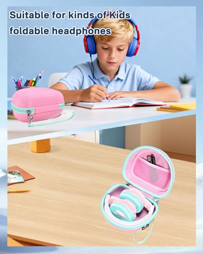 RAIACE Hard Travel Storage Case Compatible with iClever BTH12 / BTH26 / IMYB/JoySpark-T5 / Candy Bila BH03 Headphones, Protective Carrying Bag. (case only) - Pink - color: Pink