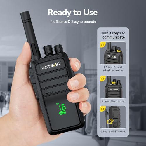 Retevis RT21H Walkie Talkies Long Range, 2 Way Radio with Earpiece 10 Pack | RT21 V2.0 for School Security, Durable FRS Two Way Radio, Shatterproof Hidden Display, Upgraded Type-C, Surveillance Headset