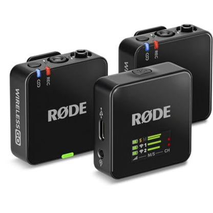 RØDE Wireless GO (Gen 3) 2-Person Compact Digital Wireless Microphone System/Recorder | 2.4 GHz, Black Bundle with 2 Lavalier Microphones + 2 Furry Windscreens + Cloth (6 Items) - color: Black