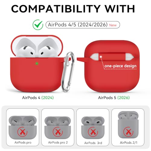 Ljusmicker for AirPods 5/4 Case (2026/2024) with Cleaner Kit,Deep Red - color: C2-Deep Red