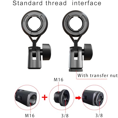 Condenser Microphone Holder For 22 Mm/0.9 Inch Microphones Standard Connector Thread Compatible With Stand Devices With 3/8 Adapter Nut Adapts To Screw-In Microphones