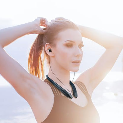 2026 Upgraded Bluetooth Headset - Wireless Neckband Bluetooth Headphones with Retractable Earbuds, Extended Battery Life, and Intuitive Controls for Sports, Office, and Travel (Black) - color: Black