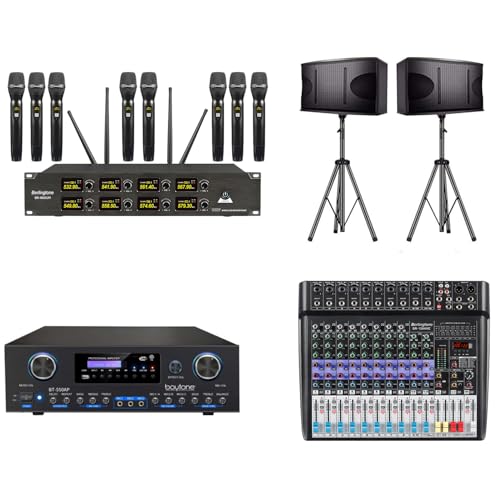 Professional 8-Channel UHF Wireless Microphone System, Cordless Metal Handheld Dynamic Mics, 262ft Range, Perfect for Karaoke, Church, Singing, DJ, Parties (BR-860UM)