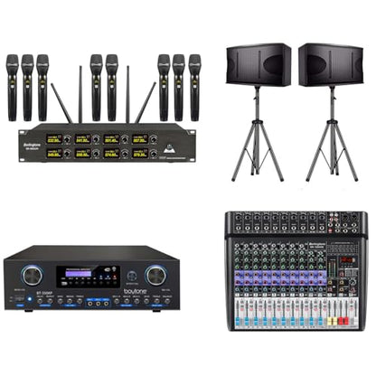 Professional 8-Channel UHF Wireless Microphone System, Cordless Metal Handheld Dynamic Mics, 262ft Range, Perfect for Karaoke, Church, Singing, DJ, Parties (BR-860UM)