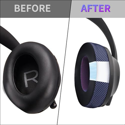Upgraded Replacement Ear Pads for Bose 700 Noise Cancelling (NC700) - Cooling Gel Replacement Ear Pads, Ice Silk Fabric Memory Foam, Added Thickness, Extra Durable Ear Cushions–Black/Purple - color: Black/Purple
