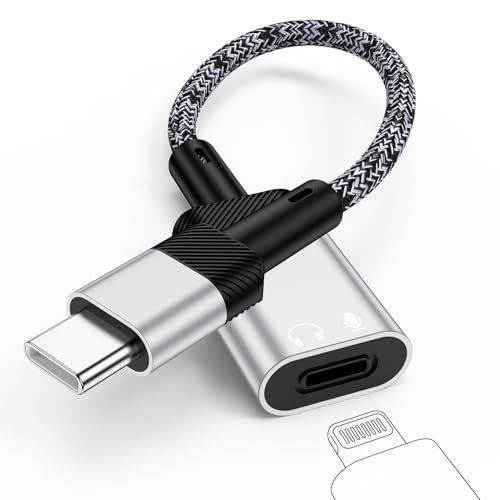 USB C to Lightning Headphone Audio Adapter for iPhone 17e 17 Air Pro Max Air 16e 16 15 Pro Max Plus,iPad,MacBook, USB C Male to Lightning Female Earbuds Audio Adapter Earphone Converter (NO CHARGE) - color: Gray