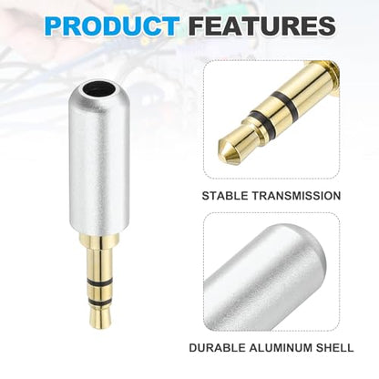 MECCANIXITY 2Pcs 3.5mm Replacement Repair Plug Jack, 3 Pole Silver Tone - color: Silver Tone