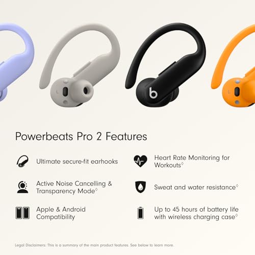 Beats Powerbeats Pro 2 Wireless Bluetooth Earbuds with AppleCare+ (2 Years) - Jet Black - color: Jet Black, style: With AppleCare+