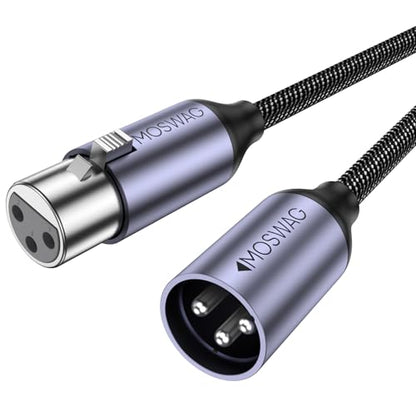 MOSWAG XLR Male to Female Cable 3FT Balanced XLR Cable Microphone Cord 3Pin | XLR to XLR Cable Nylon Braided Compatible with Mic Mixer, Microphone, Recording Studio, Behringer, Speaker Systems - size: 3FT/1M
