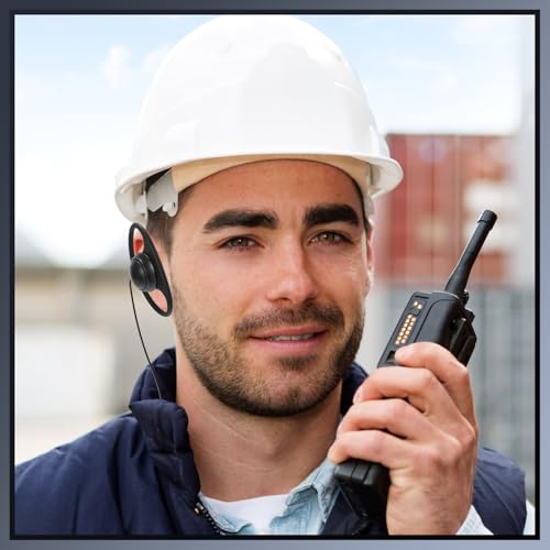 Macarrie 6 Pcs Radio Headset with Mic 2 Pin D Shape Walkie Talkie Earpiece with Mic Walkie Talkie Earpiece Compatible with Rt68 Rt19 Rt27 Rt28 Rt22 Rt21 H-777 2 Way Radios, Soft Ear