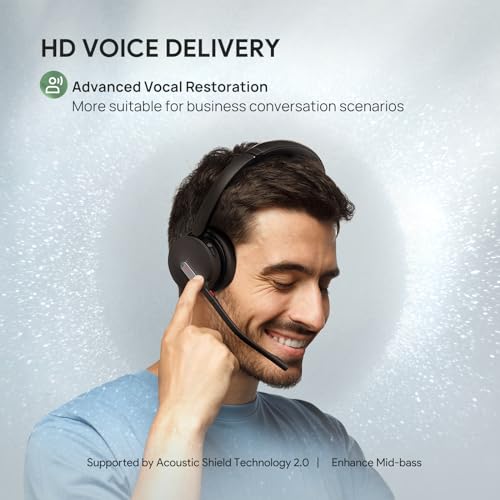 Yealink BH70 Teams Bluetooth Headset with Mic for Work, 35h Talk Battery | AI 3-Mic, 147g Lightest in its class, Teams Certified & Cisco Zoom Google 100+ Compatible, for Open Office/ WFH/ Call Center - color: Black (Teams), style: Dual (USB-C to A)