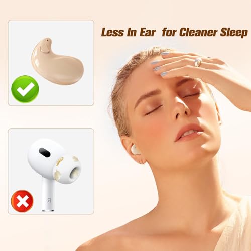 Xmenha Nude Sleep Hidden Headphones Wireless Invisible Earbuds for Sleeping Sleep Tiny Earbuds for Side Sleepers Headphone to Sleep in Tiny Smallest Invisible Earbuds Earphones for Sleeping - color: Skin