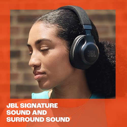 JBL Live 770NC - Wireless Over-Ear Headphones with True Adaptive Noise Cancelling with Smart Ambient, Up to 65 Hours of Battery Life, Comfort-fit Fabric Headband & Carrying Pouch (Black) - color: Black