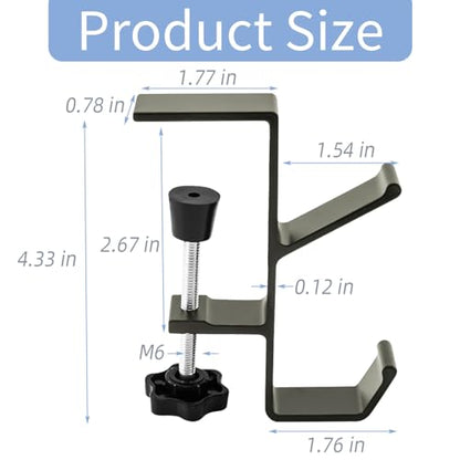 Desk Mount Bag Holder Hook Clamp-On Backpack Hanger Portable Desk Mount Headphones Holder Reduce Desk Clutter for Table Desk, Under Counter (Grey) - color: Gray