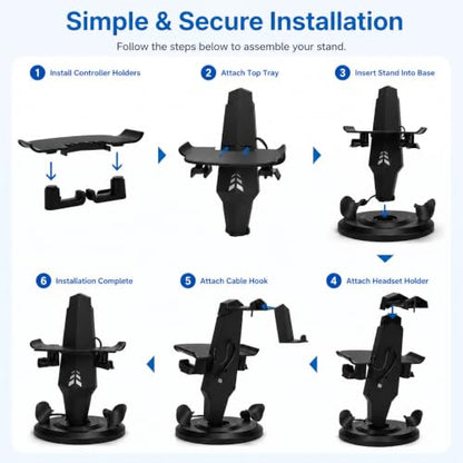 VR Charging Dock for Meta Quest 3, Quest 3S, Quest 2, VR Accessories | VR Headset Stand, Type-C Charger, Stable Anti-Slip Base, Space Saving Design