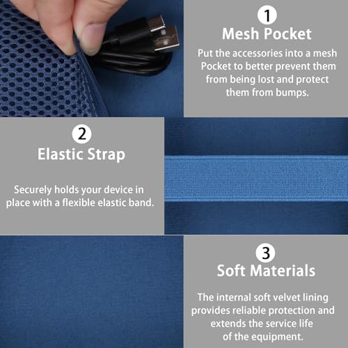 for Bose New SoundLink Micro 2nd Gen Speaker Protective Case, Twilight Blue | EVA Hard Shell, Soft Velvet Lining, Durable Wrist Strap, Portable Travel Bag with Carabiner, Mesh Accessory Pocket - color: Dark Blue Case