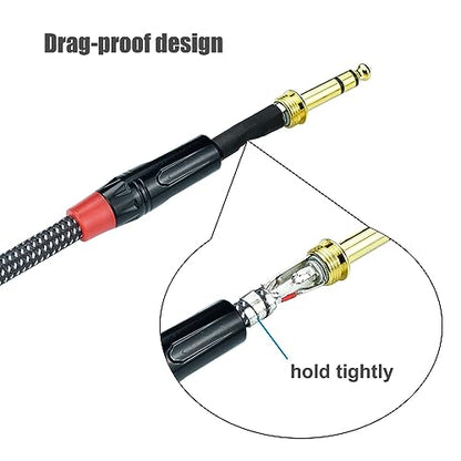 1/4 Inch TRS to TRS Balanced Patch Cable, 3.3feet 6.35mm Quarter Inch Stereo Audio Cable Cord for Speaker Studio Monitor, Gold Plated Connector, Nylon Braided Heavy Duty, 2Pack - size: 3.3 Feet, 2Pack