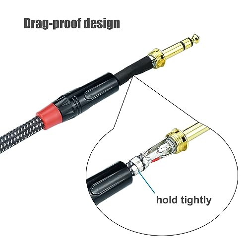 1/4 Inch TRS to TRS Balanced Patch Cable, 15feet 6.35mm Quarter Inch Stereo Audio Cable Cord for Speaker Studio Monitor, Gold Plated Connector, Nylon Braided Heavy Duty, 2Pack - size: 15 Feet, 2Pack