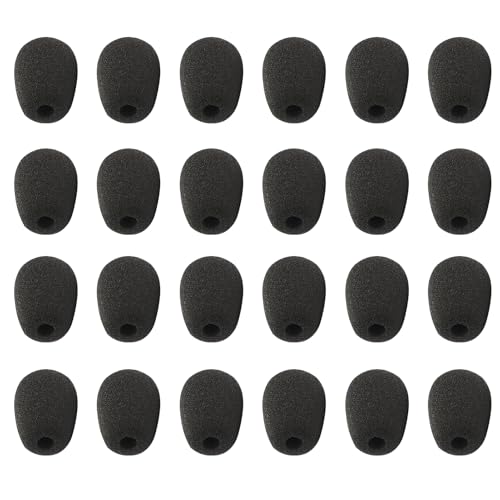 24 Pack High Density Foam Microphone Windscreen Covers, Soft Comfortable Lapel & Headset Mic Protectors, Durable Noise Reduction Shields for Clear Recording Sound