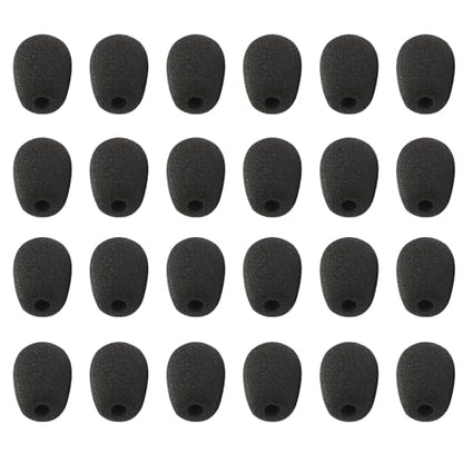 24 Pack High Density Foam Microphone Windscreen Covers, Soft Comfortable Lapel & Headset Mic Protectors, Durable Noise Reduction Shields for Clear Recording Sound