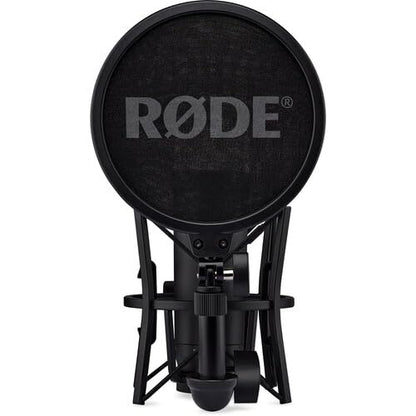 Rode NT1 5th Generation Large-Diaphragm Cardioid Condenser Microphone (Black) | Dual XLR/USB, Ultra-Low Noise & 32-Bit Float Recording for Streaming & Studio Recording + Mic Arm + Cable Ties + More