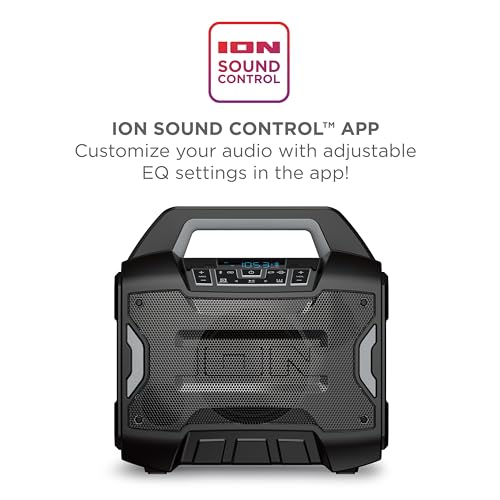 ION Sport Boom 60W Portable Bluetooth Outdoor Speaker | Water Resistant, Radio, Karaoke Mic, USB Charging, Stereo Linking, Bass Boost and App Control, for Parties and Outdoor Events - style: Sport Boom