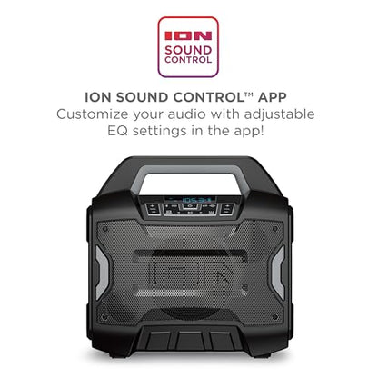 ION Sport Boom 60W Portable Bluetooth Outdoor Speaker | Water Resistant, Radio, Karaoke Mic, USB Charging, Stereo Linking, Bass Boost and App Control, for Parties and Outdoor Events - style: Sport Boom