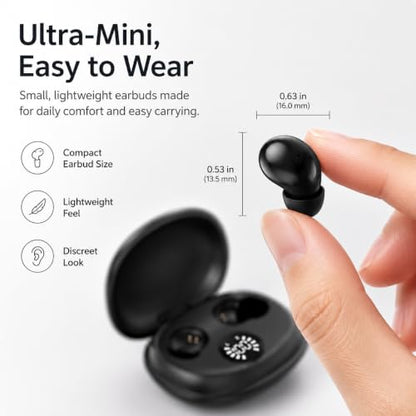 Ultra-Smallest Invisible Earbuds, Discreet Mini Wireless Headphones, Hidden Bluetooth Buds for Small Ears & Sleeping, Compact Sleep Headphones for Side Sleepers, Long Standby - color: Black
