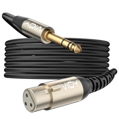 VIOY XLR to 1/4 Cable 6.6FT, 6.35mm TRS to XLR Female Balanced Mic Cord | Multi-layer shielding noise reduction, nylon braided audio xlr cord for mixer, microphone, piano and karaoke device - size: 6.6FT