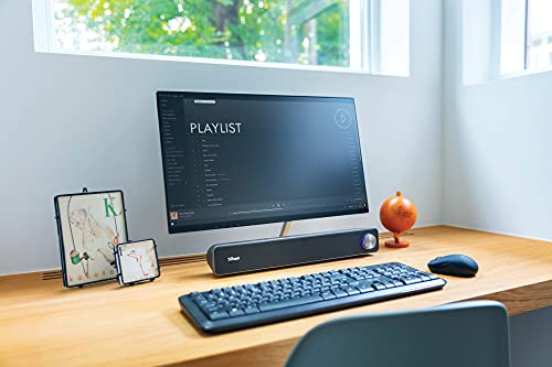Trust Arys PC Soundbar, Speaker for Computer and Laptop, 12 W, USB Sound System, Metal Grill, Illuminated Volume Control, Speaker Bar for PC, Laptop, Mac - Black | USB Sound System, Metal Grill, Illuminated Volume Control, Speaker Bar for PC Laptop Mac -