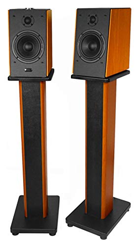 Rockville RHT28C 28" 2-Tone Bookshelf Speaker Stands Surround Sound Home Theater - color: Classic Wood