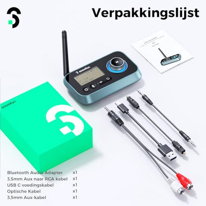 SOOMFON Bluetooth 5.3 Transmitter Receiver for TV to 2 Headphones