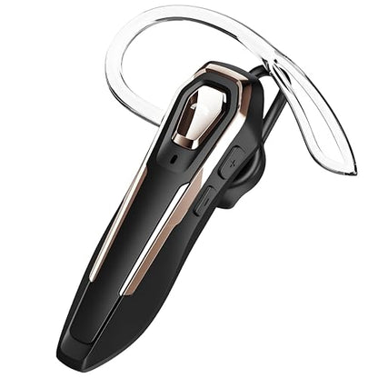 Single Ear Bluetooth Headset V5.4 36Hrs Talk Time, Bluetooth Earpiece | Noise Canceling Microphone, Hands-Free Wireless Headset for Driving/Office/Business, Crystal Clear Calls, Lightweight (Gold)