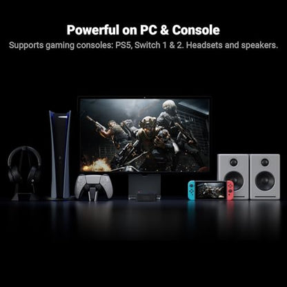 Fosi Audio C3 Gaming DAC Amp for PC, USB Headphone Amplifier with 7.1 Surround Sound, Desktop Volume Control, Footstep Enhancement, Compatible with PS5, Switch, Laptop, Headset for FPS