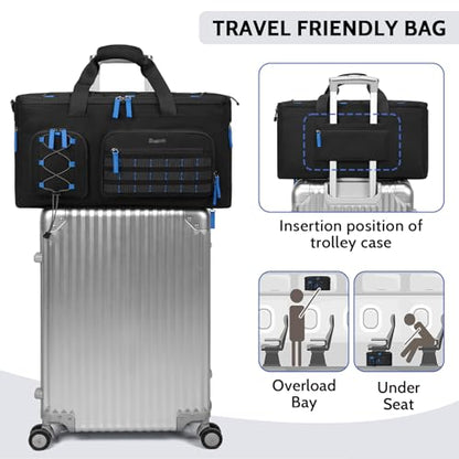 DJ Cable Bag with Detachable Dividers for Equipment and Music Gear, Blue | Laptop and Microphone Pocket, Versatile Carrying with Shoulder Strap, Durable Fabric, for Musicians and Audio Professionals - color: Blue