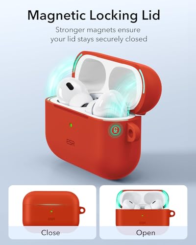 ESR for Airpods Pro 2 Case (HaloLock), Compatible with MagSafe, Red - color: Red