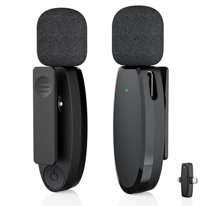 Wireless Microphone for iPhone 16 15 14 13 Android, Dual Mini Mic with AI Noise Cancelling, USB-C & Lightning Receiver, Plug-Play Clip-on Mic for YouTube Vlog TikTok, Ideal Tech Gift for Creators