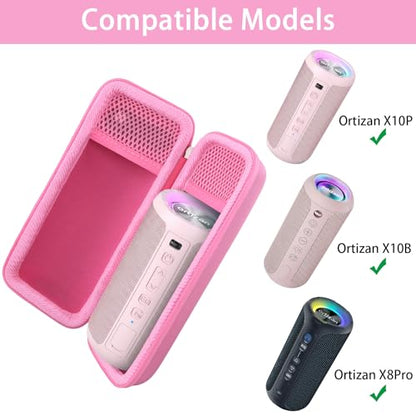 Khanka Hard Travel Case for Ortizan Portable Bluetooth Speaker, IPX7 Waterproof Wireless Speaker, Case Only (Pink) - color: Pink