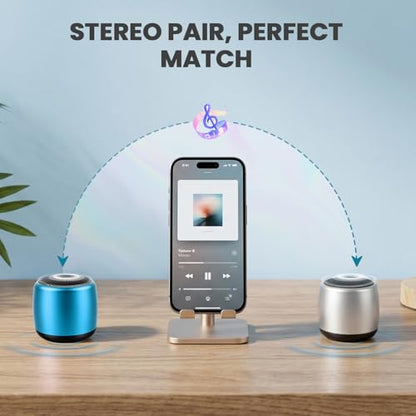 Best Mini Portable Bluetooth Speaker with HD Sound & Bass I Smallest Wireless Bluetooth Speakers for Phone/PC/Tablet I Photo Selfie Button Answer Phone Calls I Cute Tiny Speaker (Blue) - color: Blue