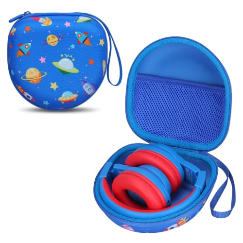 Kids Headphone Case for iClever/Acer/JBL, Space Blue(Case Only) | for iClever BTH12 HS19 BTH22 BTH20 BTH18 BTH26/JBL Junior 320/MIDOLA/JoySpark/eKids/ ADOOPE/JLab Girls Boy Kids Headphone - color: Space Print-Blue