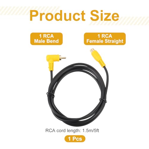 MECCANIXITY RCA Cable, 1RCA Male Bend to 1RCA Female 5ft Audio Video Speaker Cable for Subwoofer Amplifier Home Theater DVD TV - size: 5ft, style: 1RCA Male Bend to 1RCA Female
