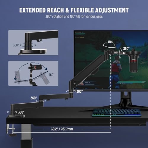 NEEWER Low Profile Mic Arm Desk Mount, 360° Swivel Boom Arm with Pneumatic Damping Adjustable, Cable Management, Compatible with Shure MV7 SM7B Blue Yeti Gaming Streaming Podcast Microphone, MS002 | Boom Arm, Adjustable, Cable Management, Compatible with